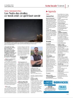 Article du Dauphiné Libérépour les Nuits des Etoiles, aout 2025